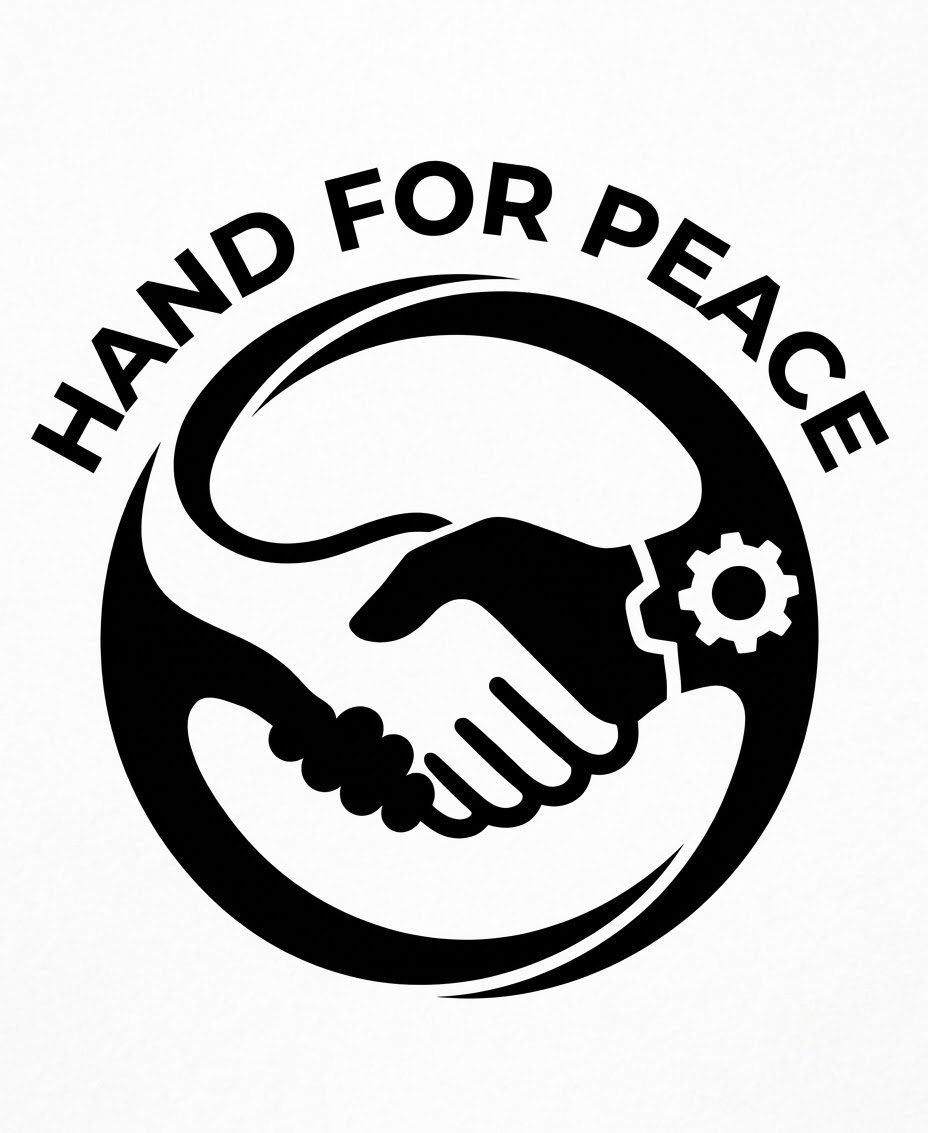 logo Logo Hand For Peace una stretta di mano con una delle due mani artificiale